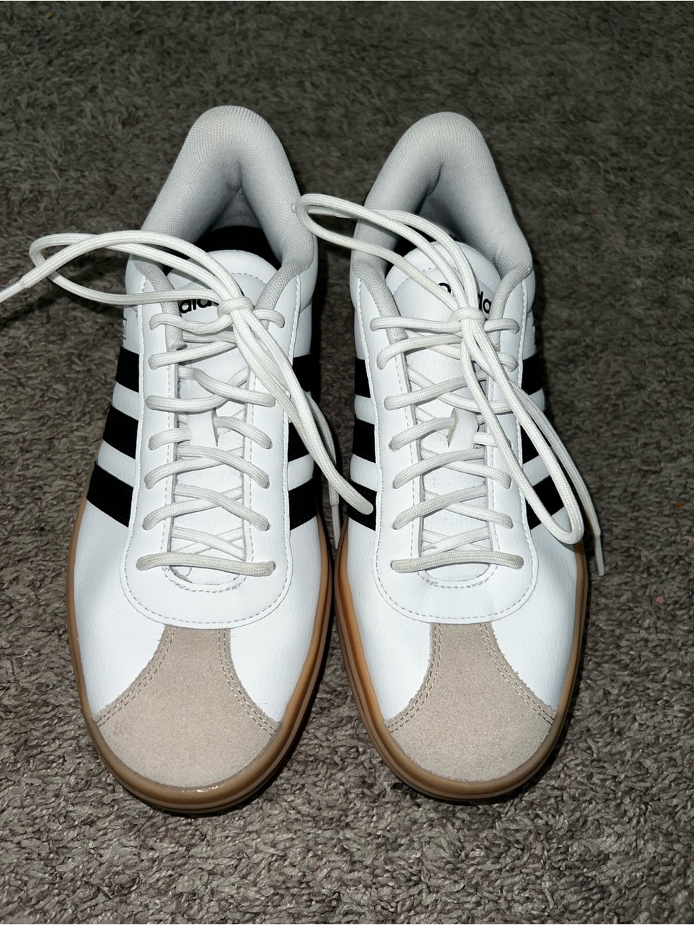 adidas VL Court Bold Platform Sneakers w/ Gum Sole size 8 white w/ black stripes - Picture 2 of 9